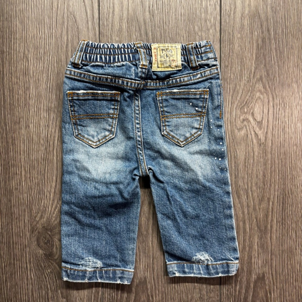 Polo Ralph Lauren Baby Boys Blue Distressed Paint Splatter Jeans 9M